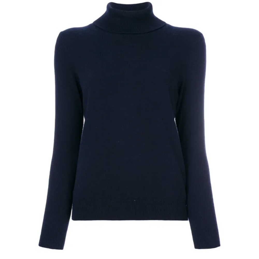 NWOT N.Peal Navy blue cashmere roll neck sweater